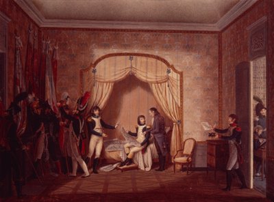 Il generale de Marmont mostra a Bonaparte le bandiere catturate di Montenetto e Cossaria, 1796 da Italian School